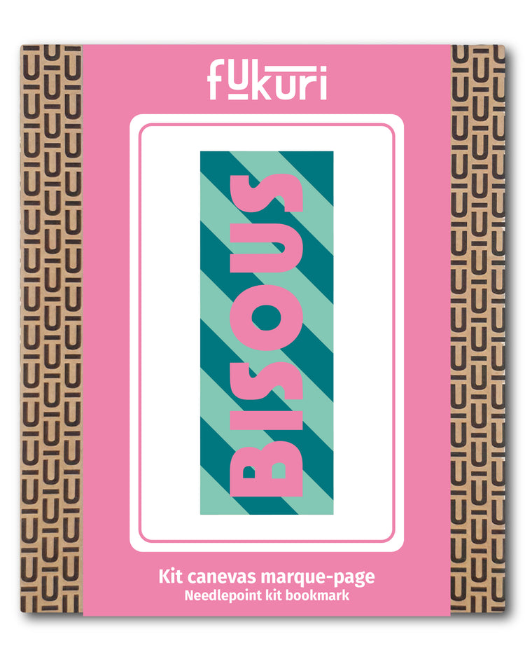 Marque-page à broder avec motif zébré et message 'Bisous