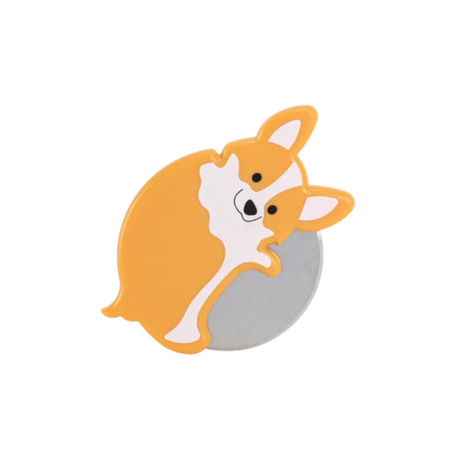 Roulette à pizza en forme de corgi avec détails mignons