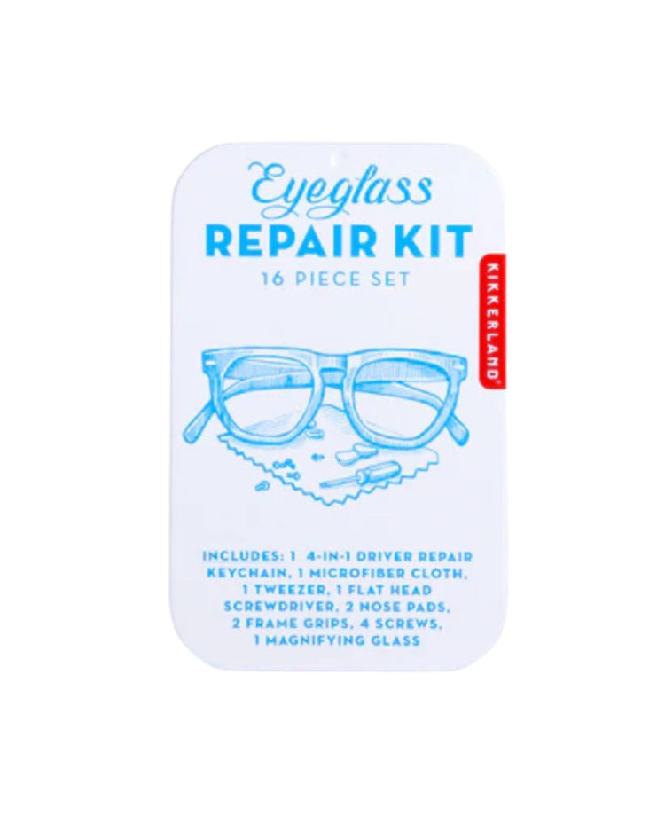 Kit de réparation pour lunettes avec outils variés en vue rapprochée