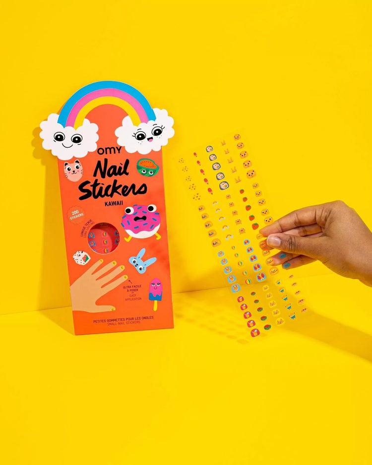 Stickers ongles kawaii avec motifs colorés et ludiques