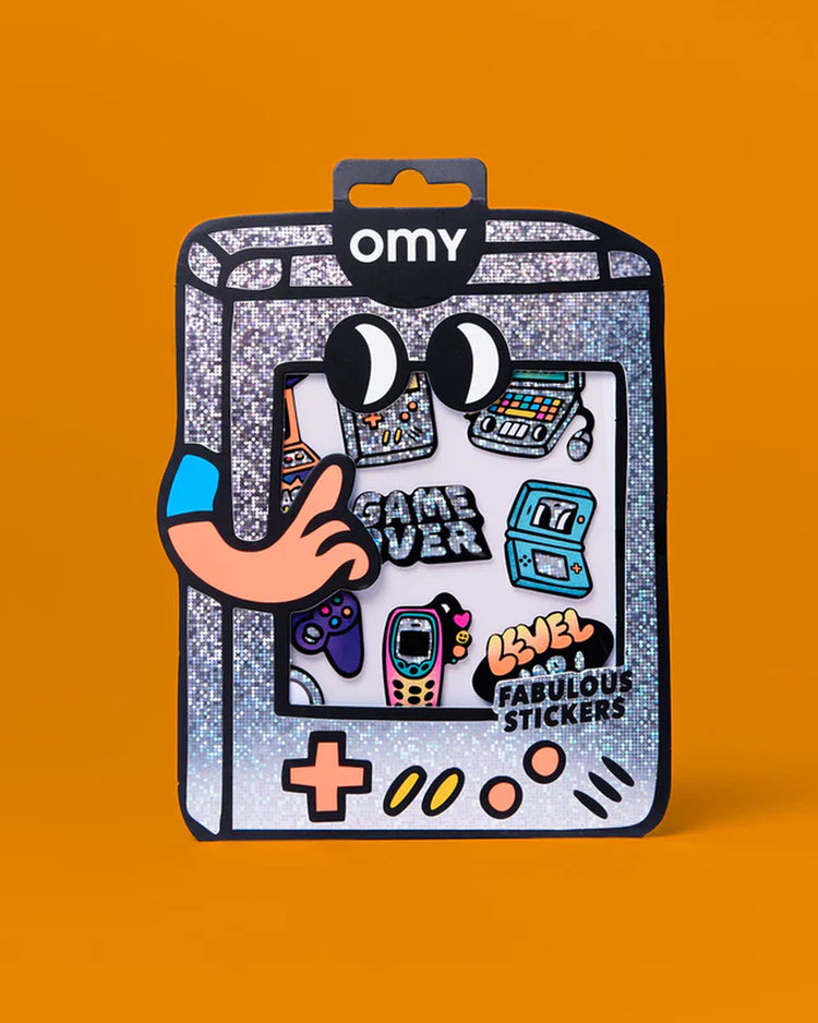 Planche de stickers fluo sur le thème des jeux vidéo