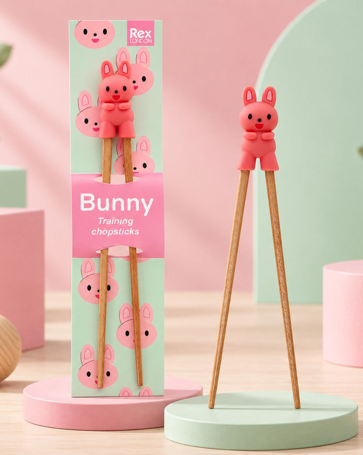 Baguettes d'entraînement en bois avec embout lapin mignon