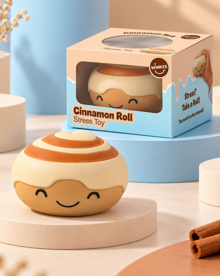 Balle anti-stress en forme de cinnamon roll vue de dessus