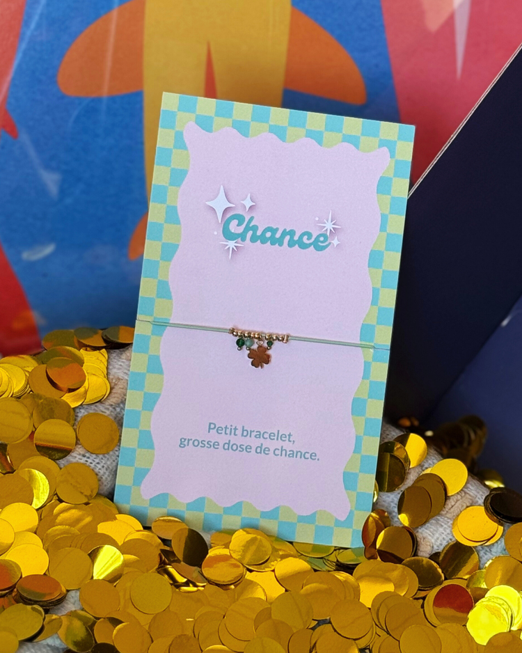 Bracelet Grigri Chance avec mini trèfle et perles colorées
