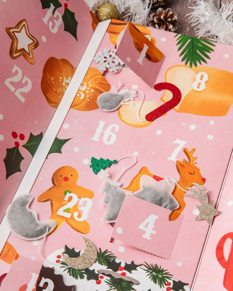 Calendrier de l'Avent avec sachets de thé en forme de trésors