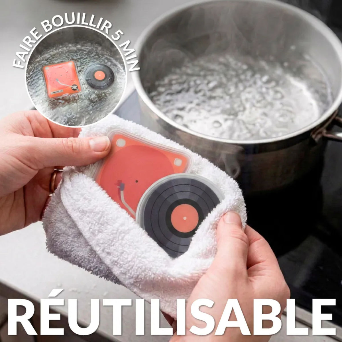 Chauffe-main vinyle avec texture lisse et motif rétro