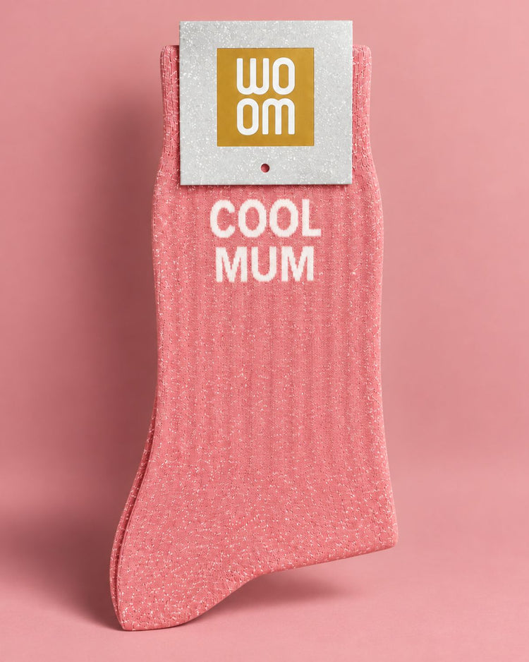 Chaussettes à paillettes 'Cool Mum' avec motif scintillant