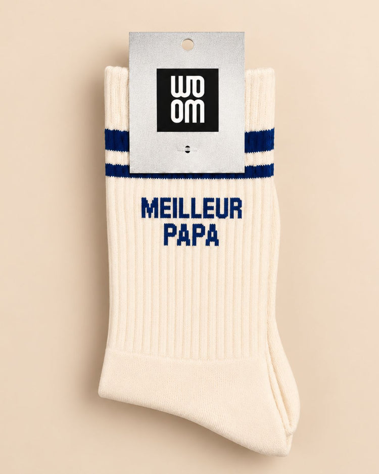 Chaussettes avec message 'Meilleur Papa' en gros plan
