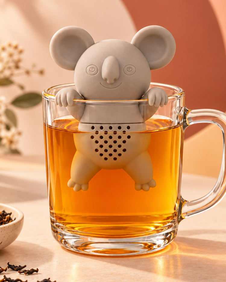 Infuseur à thé en forme de koala, vue de face avec détails mignons