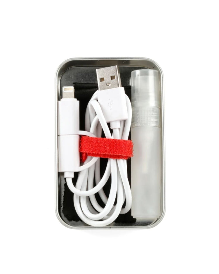 Kit de secours pour téléphone avec câble USB et chiffon microfibre