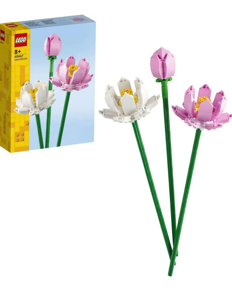 Fleur de lotus LEGO en détail, vue de côté avec pétales colorés