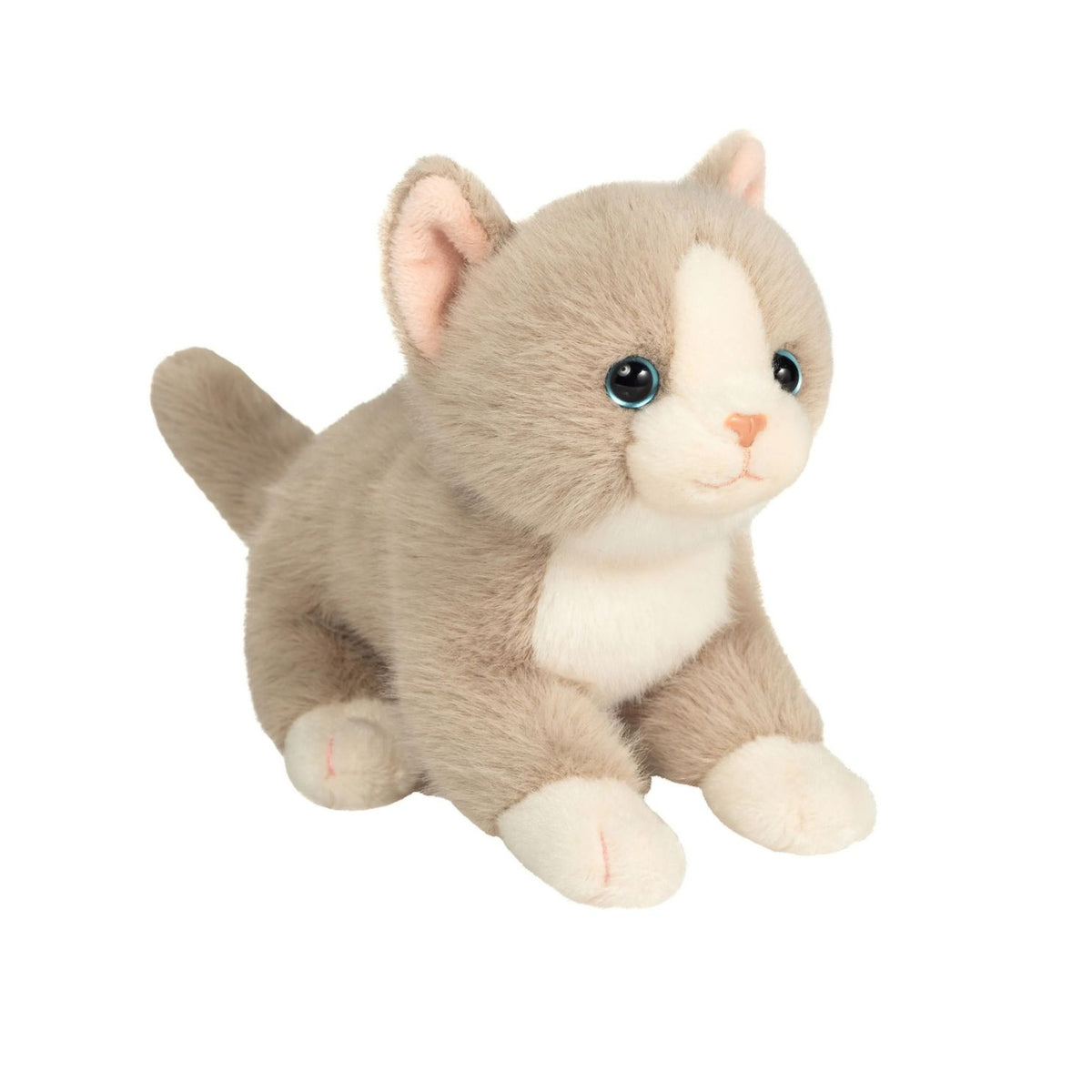 Peluche chat en position assise, texture douce et moelleuse