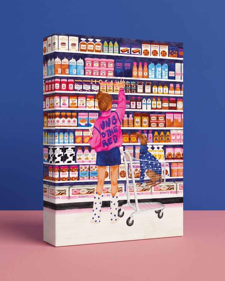 Puzzle coloré représentant une épicerie vintage animée