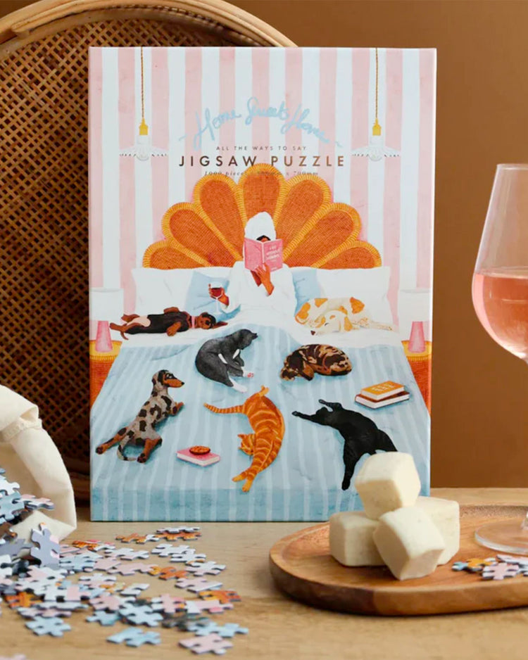 Puzzle illustrant un cocon douillet avec des chats