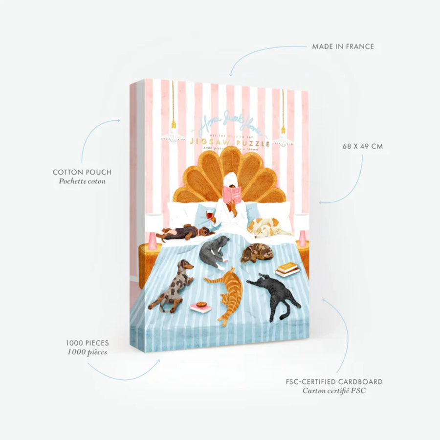 Puzzle illustrant des chats dans un cadre cocooning