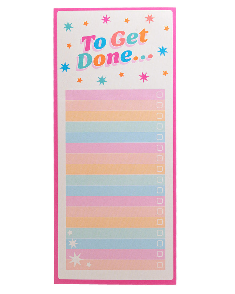 To-do list colorée avec motifs inspirants et design dynamique.