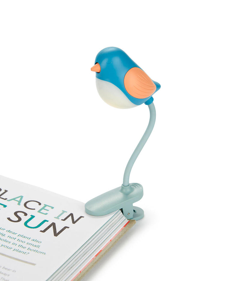 Liseuse Birdie en forme d'oiseau bleu avec bras flexible