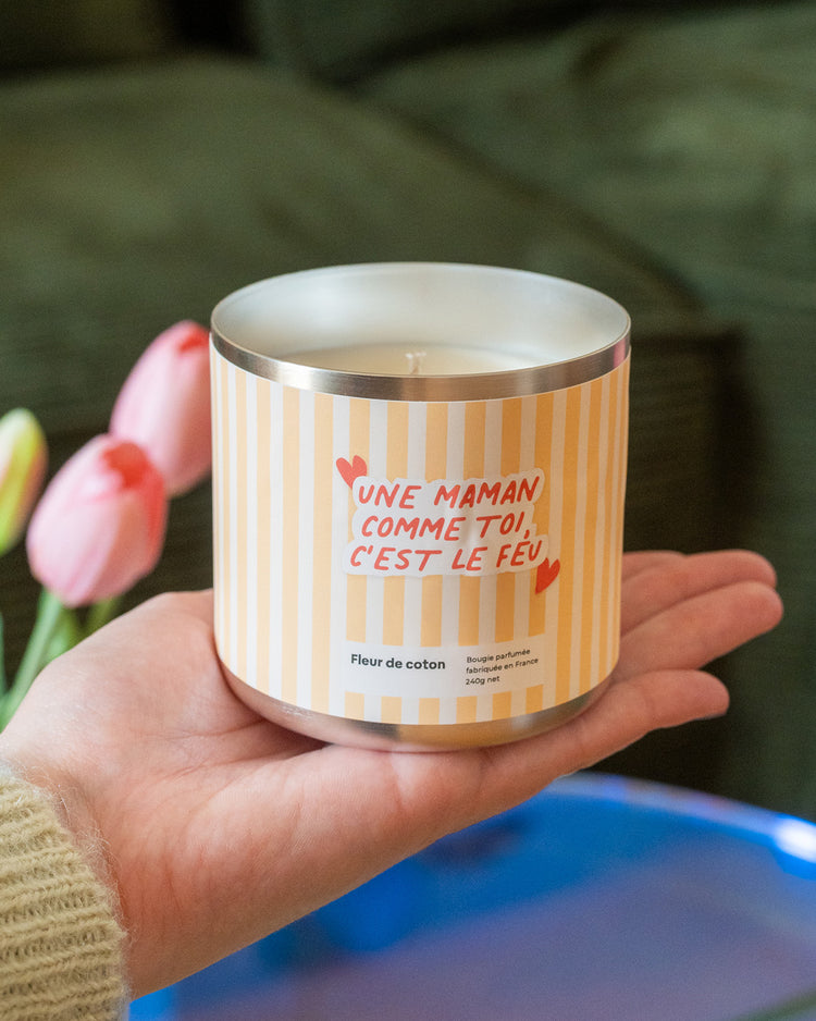 Bougie avec message 'Une Maman comme toi c'est le feu !'