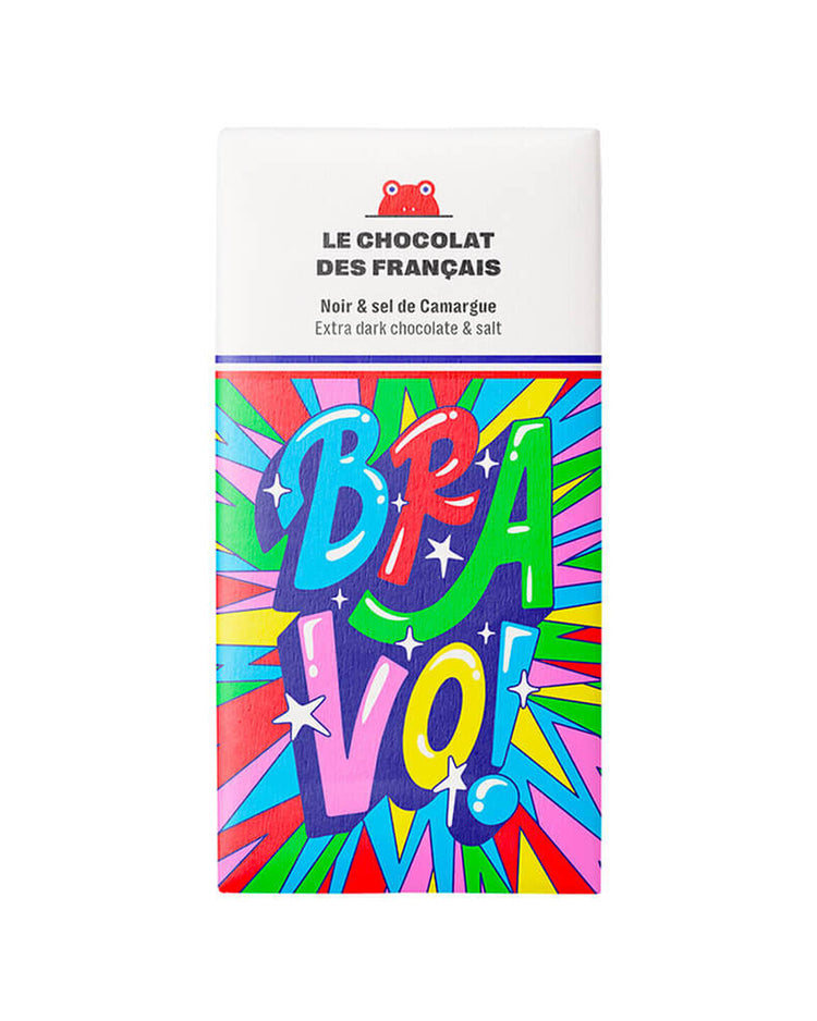 Tablette de chocolat Bravo avec design coloré et texture lisse