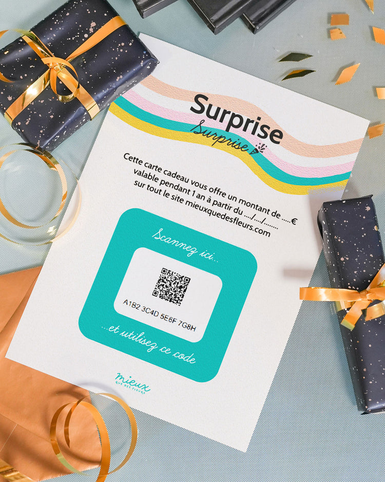 Carte cadeau avec un design élégant et moderne.