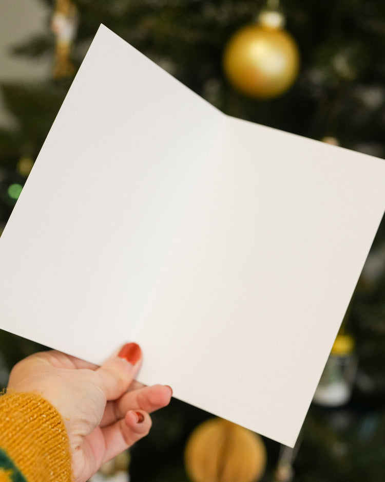 Carte de Noël avec motif givré et texte 'Ho Ho Ho'