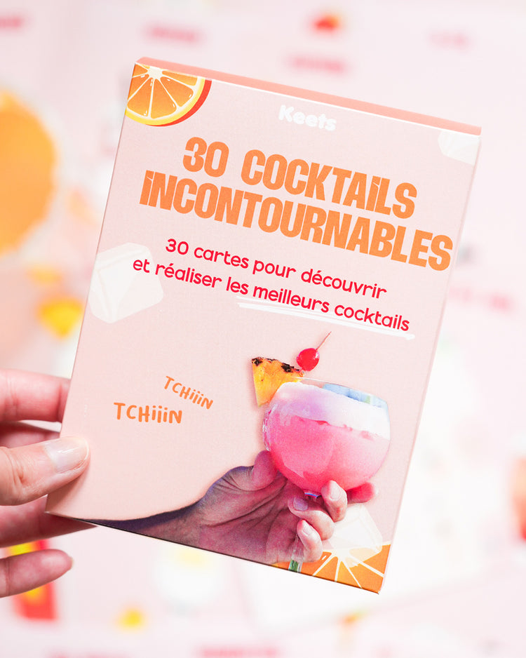 30 cartes de recettes de cocktails avec motifs colorés