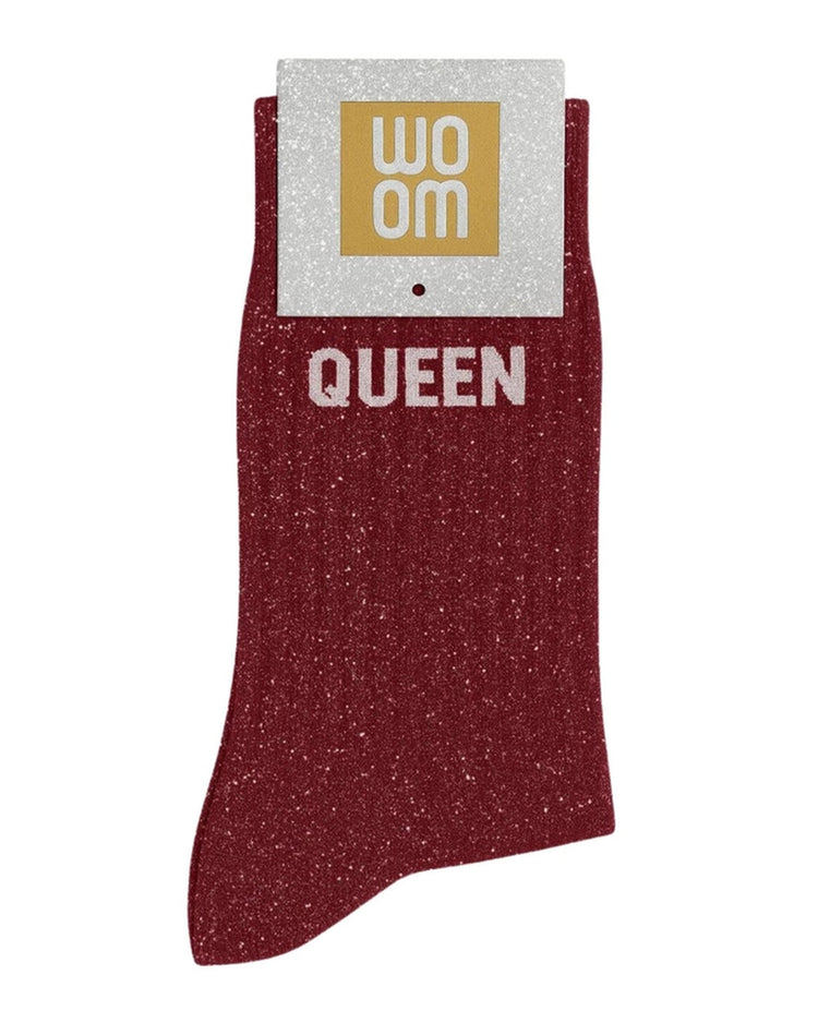 Chaussettes à paillettes avec inscription 'Queen' sur la cheville