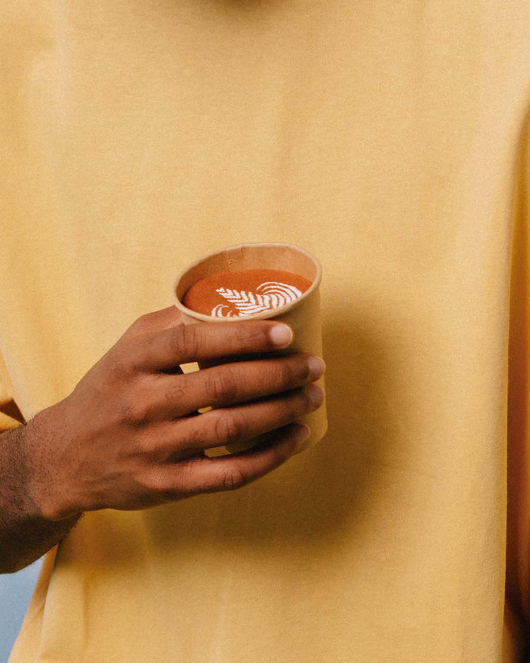 Chaussettes couleur café latte avec motif de mousse