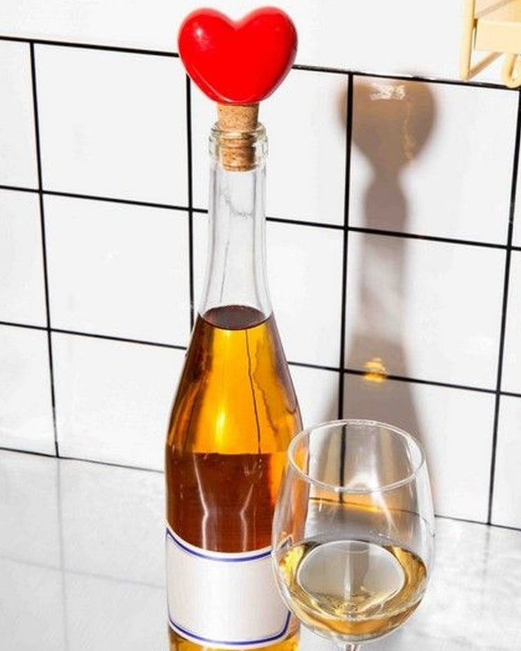 Bouchon de bouteille en forme de cœur, vue de dessus