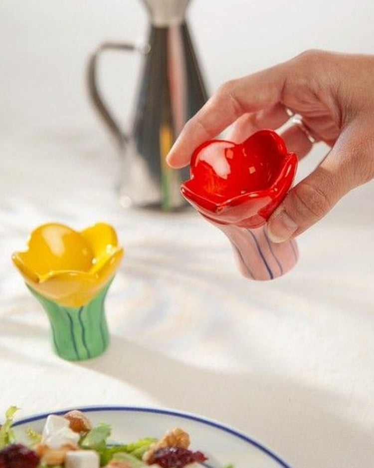 Salière et poivrière Tulipes avec motif floral coloré