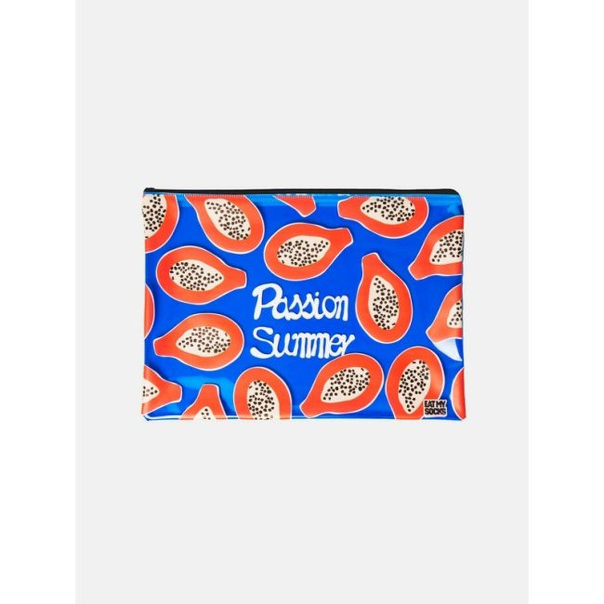 Pochette papaye avec zip, vue de face sur fond neutre