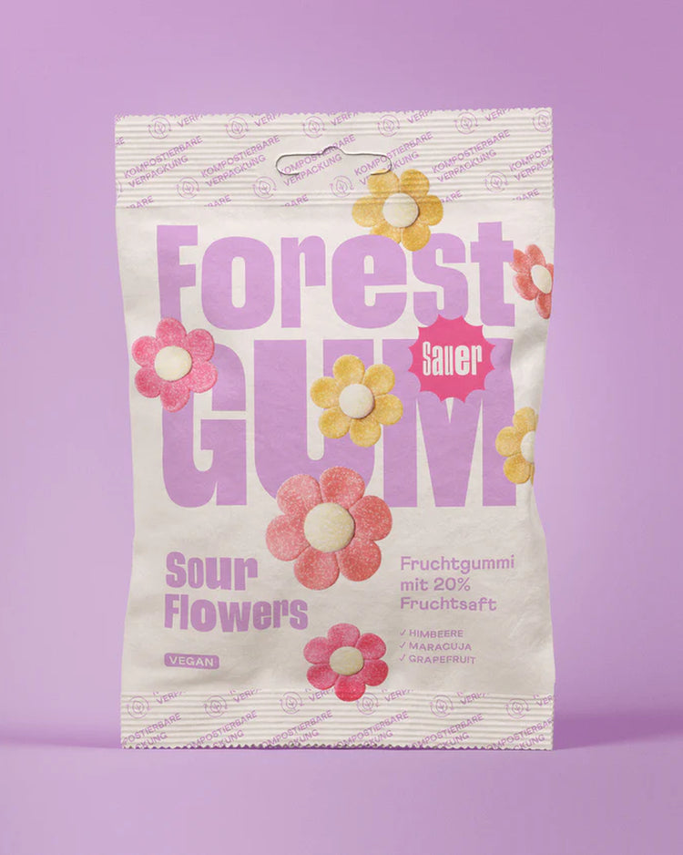 Bonbons vegan en forme de fleurs avec texture brillante