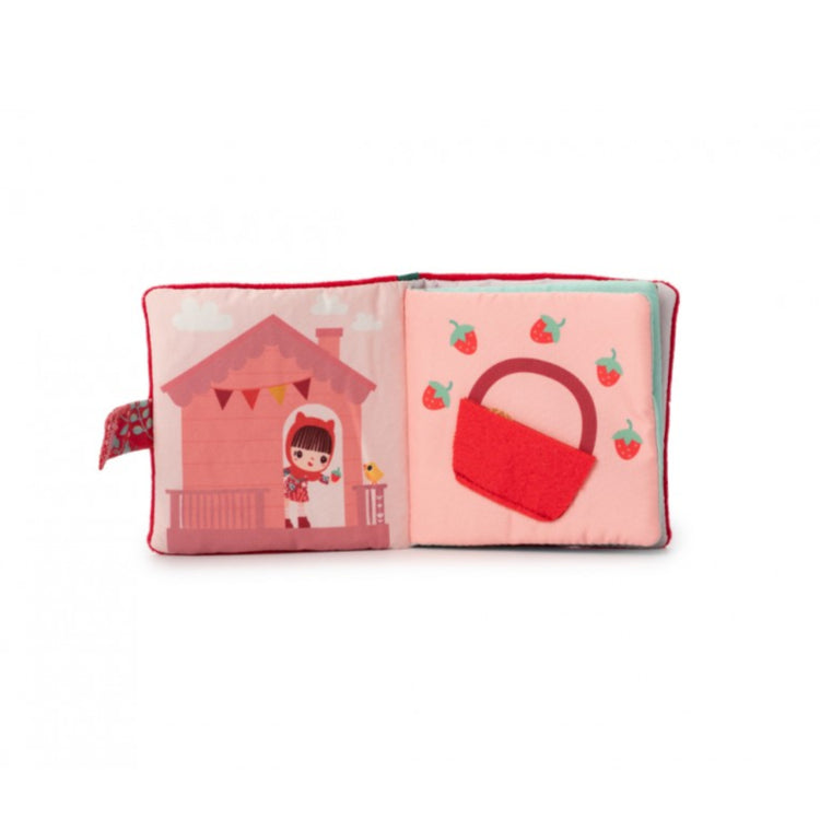 Livre en tissu Chaperon Rouge avec pages colorées et douces.
