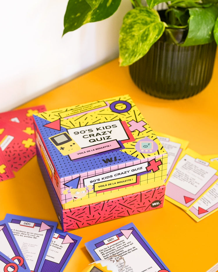 Boîte du jeu Crazy Quiz avec design rétro coloré