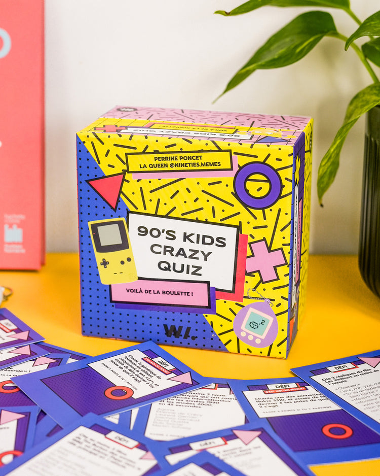 Boîte du jeu Crazy Quiz avec design rétro coloré