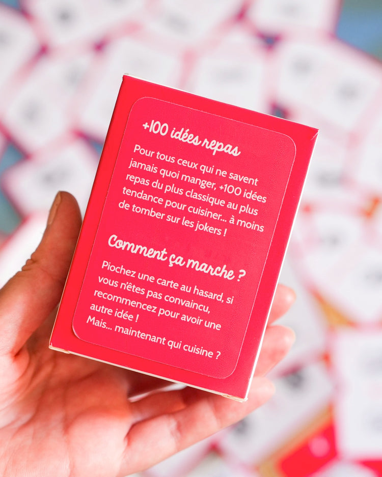 Cartes de jeu avec illustrations colorées sur le thème du dîner.