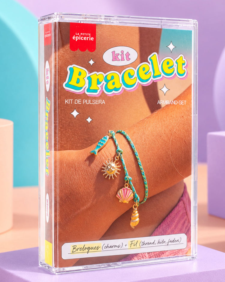 Kit DIY bracelet océan avec coquillages dans une cassette