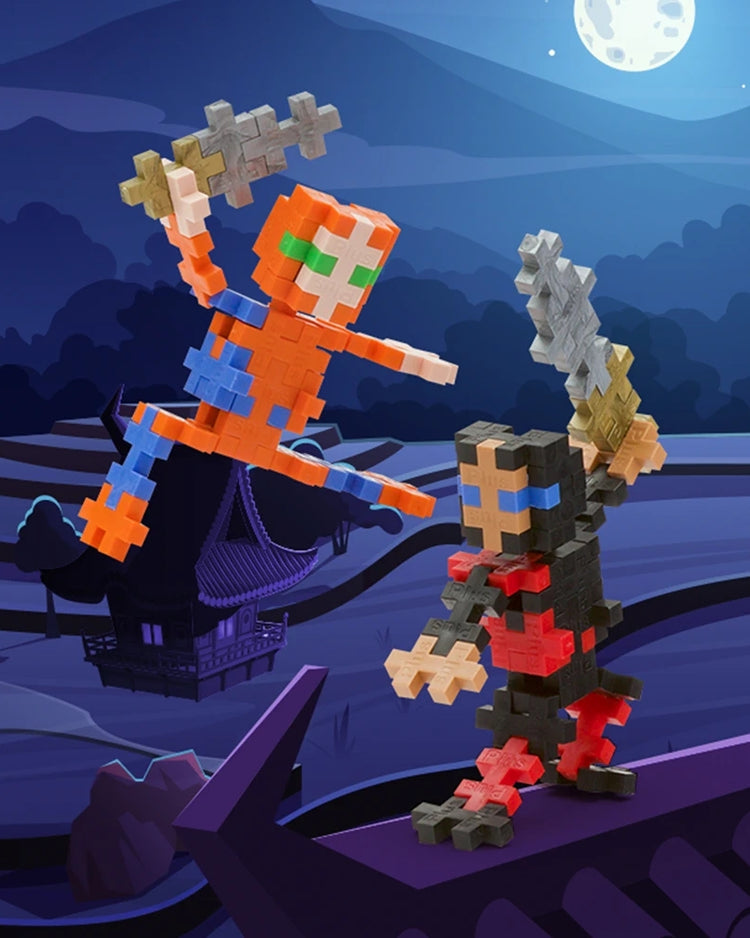 Kit de construction Ninja avec pièces colorées en détail