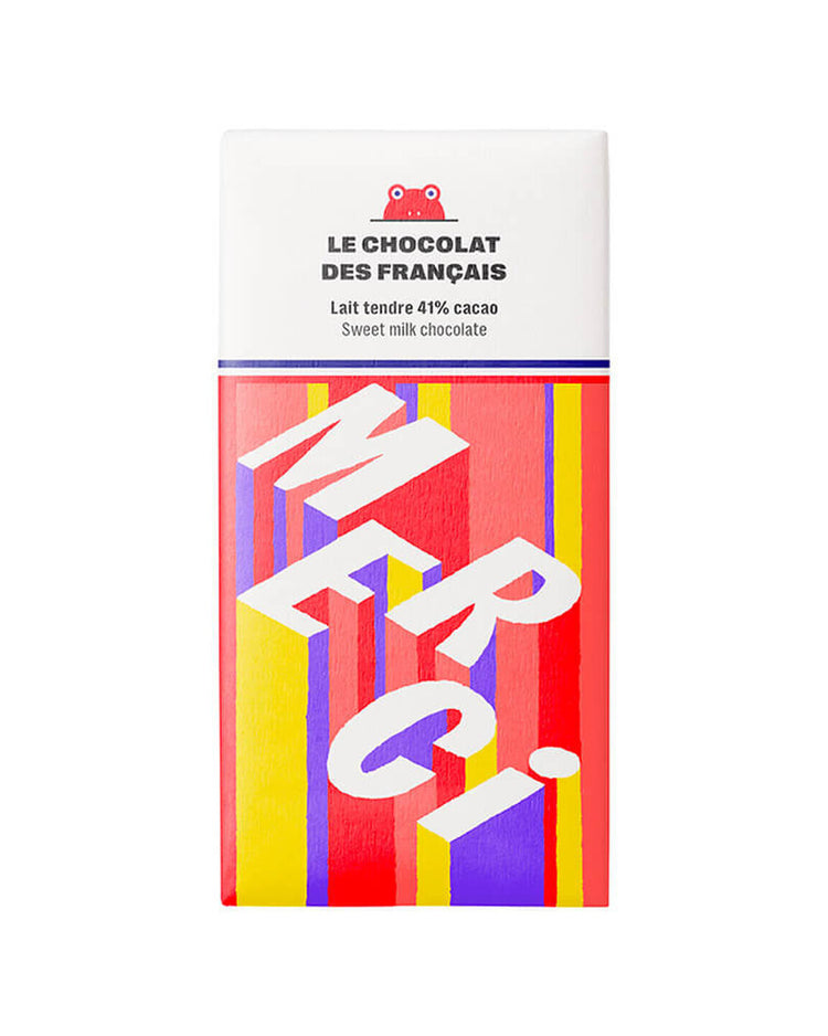 Tablette de chocolat au lait bio avec design coloré