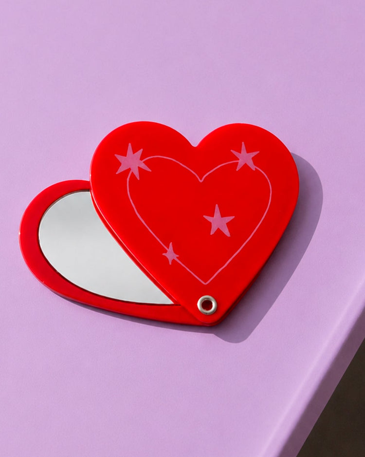 Miroir de poche en forme de cœur, design élégant et compact
