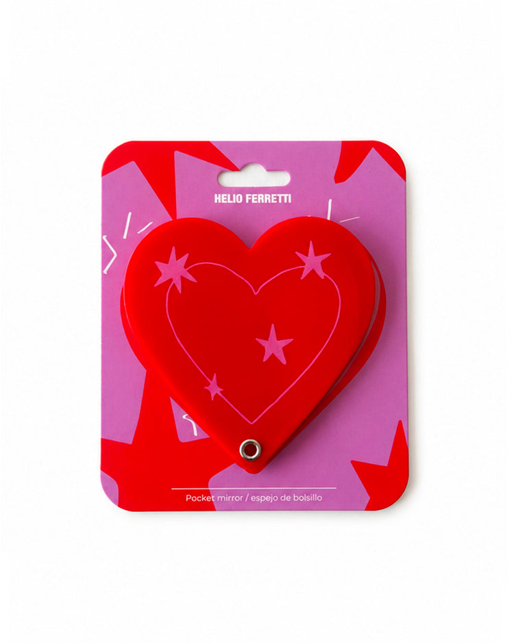 Miroir de poche en forme de cœur, détail brillant et compact