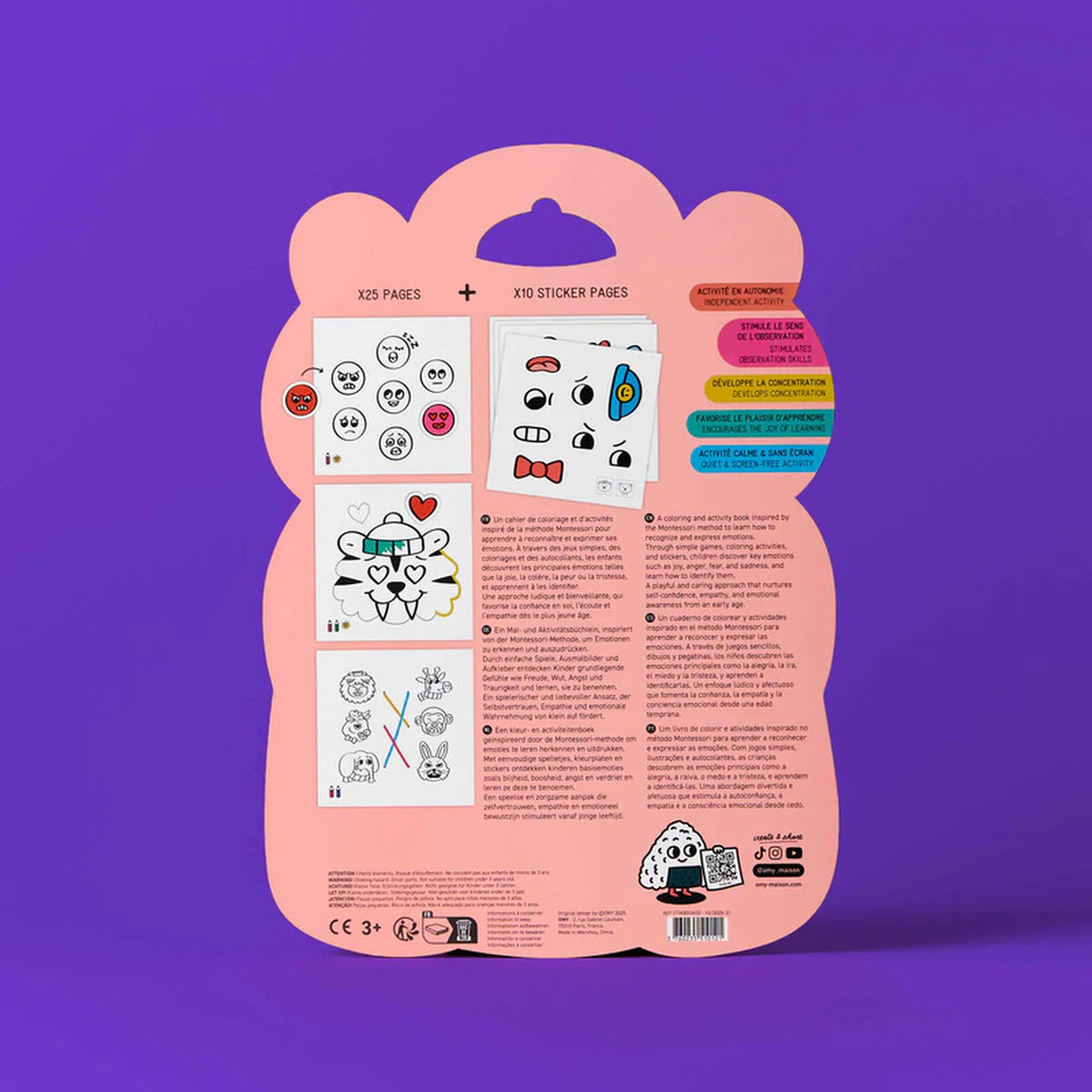 Carnet de stickers Montessori avec motifs colorés et ludiques