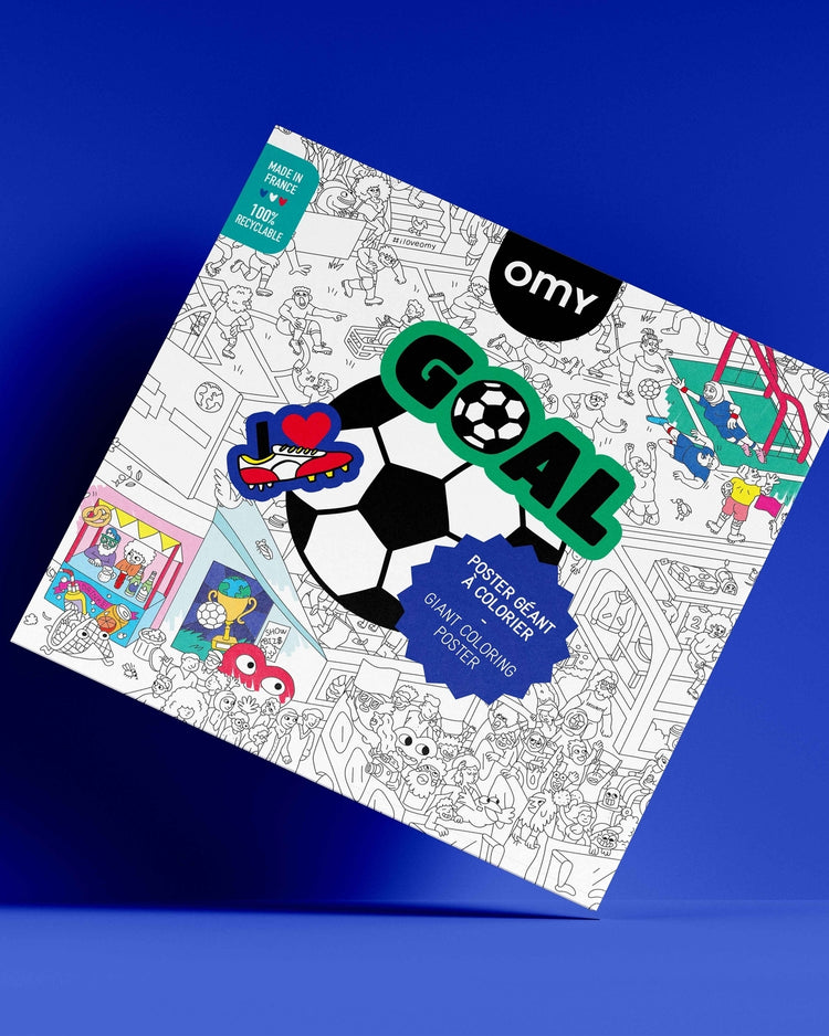 Poster géant à colorier sur le thème du football, détails en noir