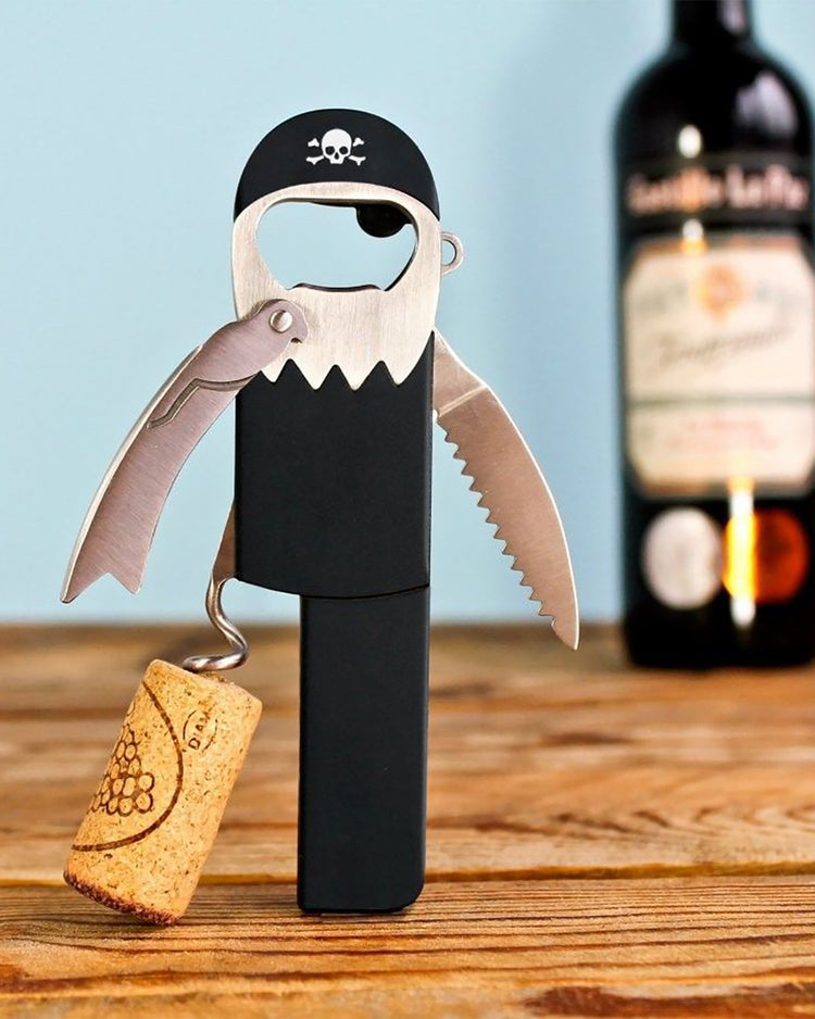 Tire-bouchon pirate avec jambe de bois et cache-œil