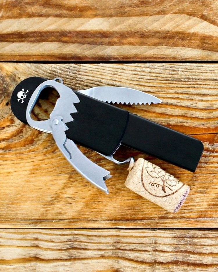Tire-bouchon pirate avec jambe de bois et cache-œil