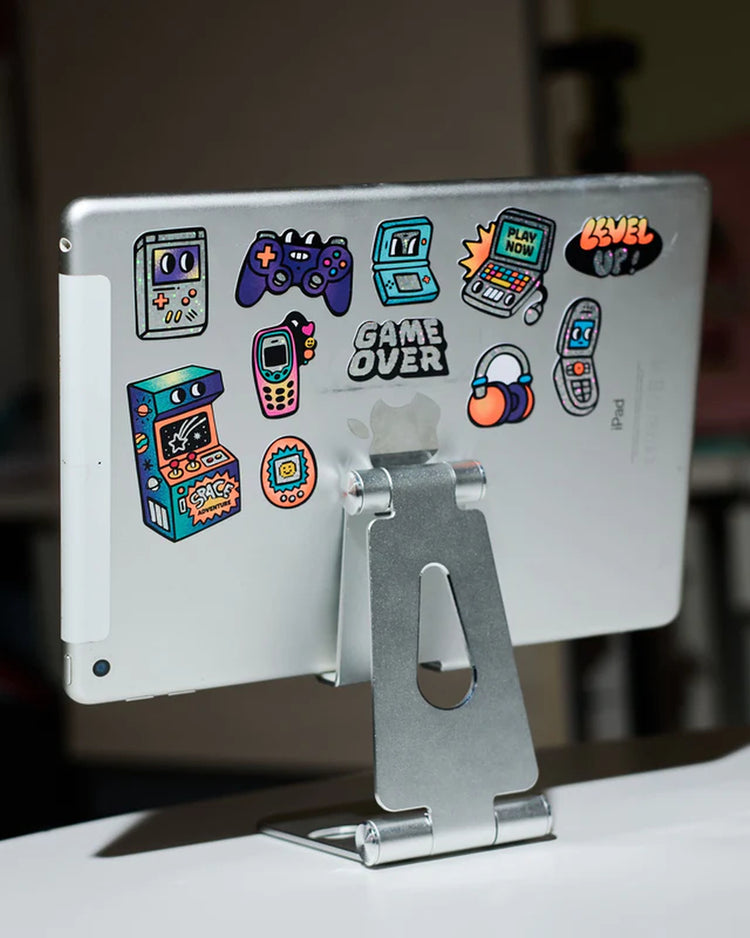 Planche de stickers fluo sur le thème des jeux vidéo