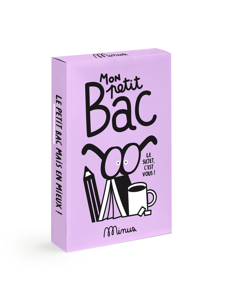 Petit Bac avec patte Minus sur fond blanc, design épuré