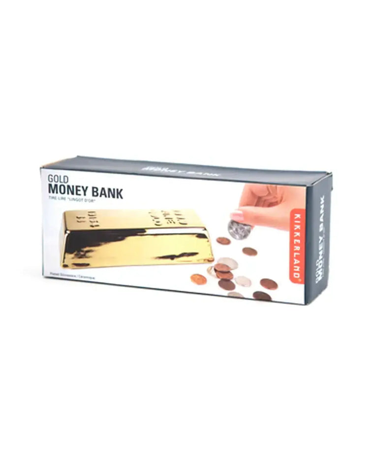 Tirelire en forme de lingot d'or avec reflets brillants