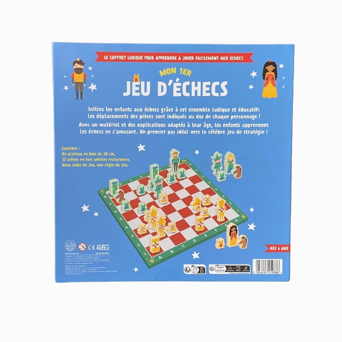 Jeu d'échecs en bois avec pièces colorées pour enfants