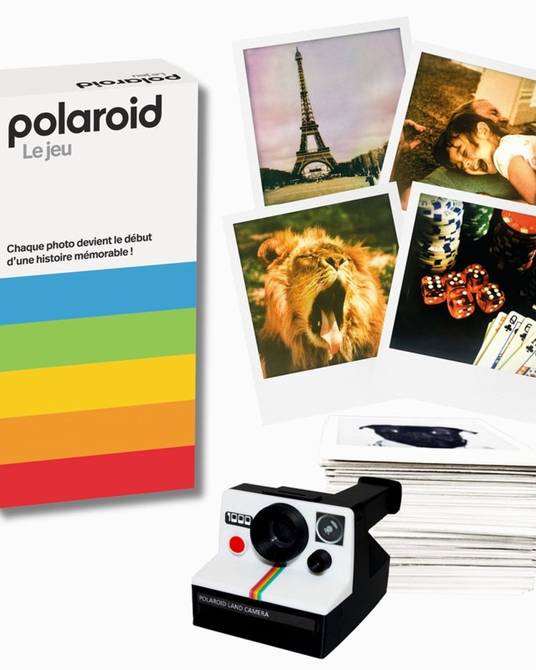 Boîte de Polaroid le jeu avec des illustrations colorées